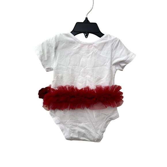 Popatu Girls White Merry Christmas One Piece With Tutu 6-9 Months NWT - Picture 4 of 8